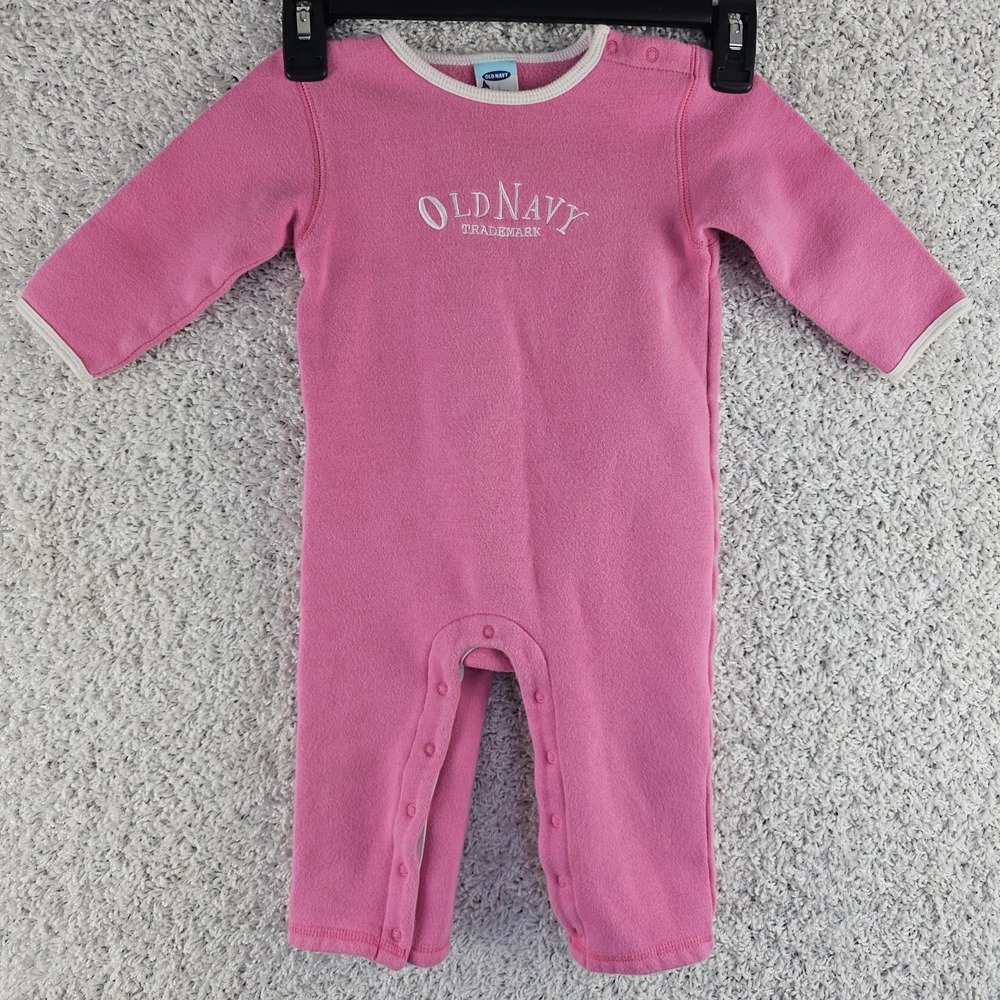 Vintage Y2K Old Navy Pink Baby Girls‎ One Piece 18-24 Months Embroidered